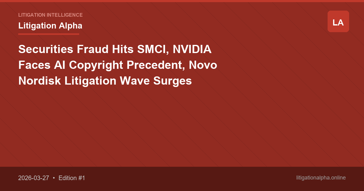 Securities Fraud Hits SMCI, NVIDIA Faces AI Copyright Precedent, Novo Nordisk Litigation Wave Surges