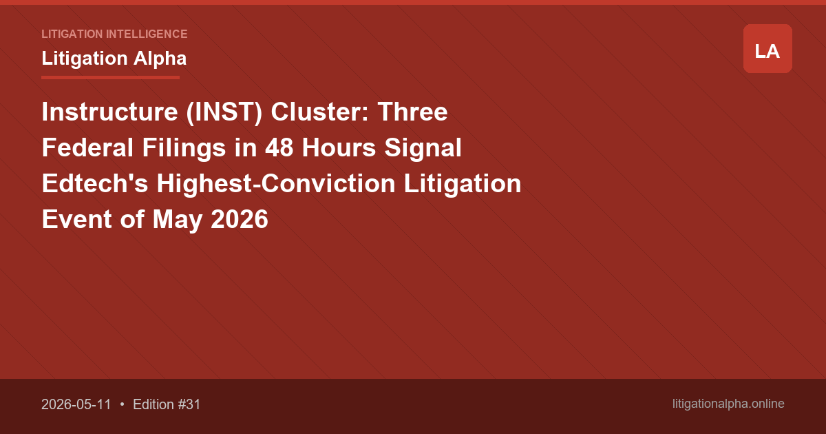 Instructure (INST) Cluster: Three Federal Filings in 48 Hours Signal Edtech's Highest-Conviction Litigation Event of May 2026